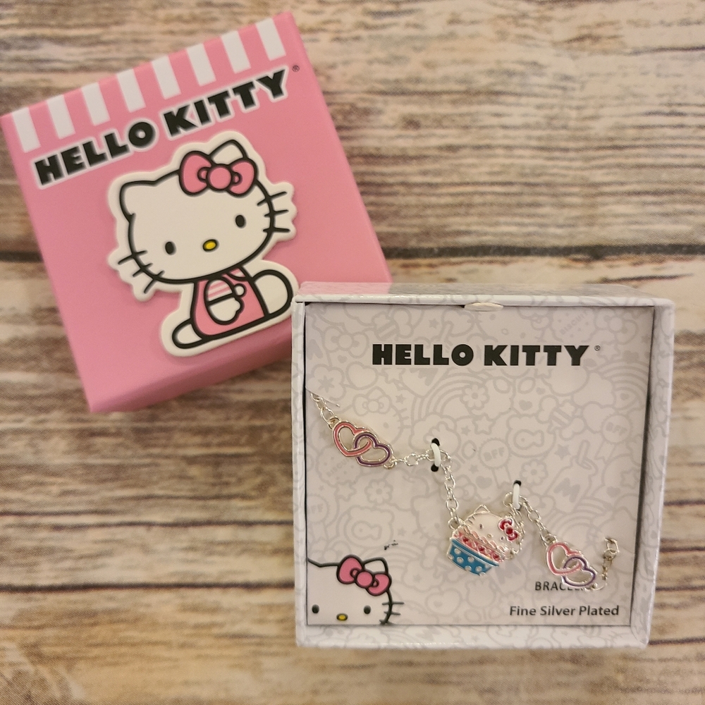 Hello Kitty Cupcake Silver Plated Bracelet